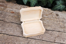 Load image into Gallery viewer, Square unfinished wooden box - 100x75 mm- with cover on hinges- natural, eco friendly
