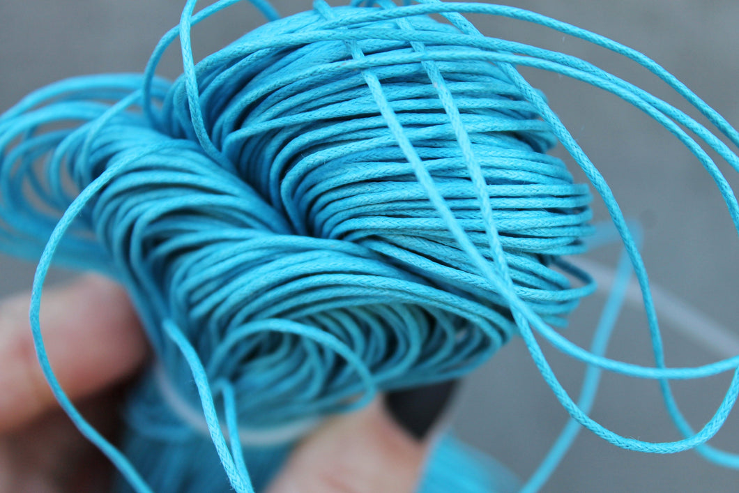 Teal color  Wax Cotton Cord 1mm 10 meters - 10,9 yards or 32,8 feet