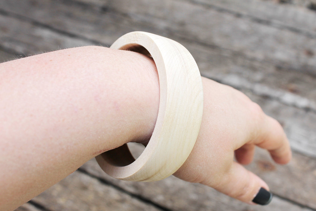 20 mm Wooden bracelet unfinished round straight - natural eco friendly