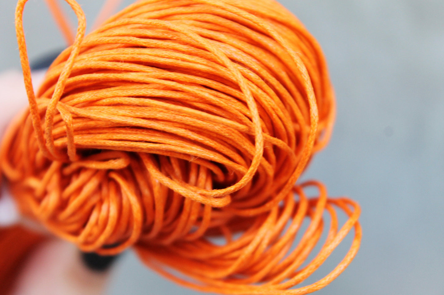 Orange  Wax Cotton Cord 1 mm 10 meters - 10,9 yards or 32,8 feet