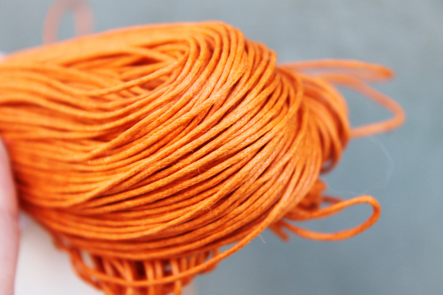 Orange  Wax Cotton Cord 1 mm 10 meters - 10,9 yards or 32,8 feet