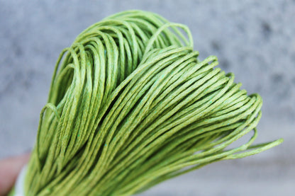 Light green Wax Cotton Cord 1mm 10 meters - 10,9 yards or 32,8 feet