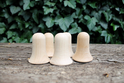 Wooden Bell Ornament 65 mm – Natural Beech wood Unfinished Bell – Christmas Decoration, Craft Supply, Eco Wooden Toy