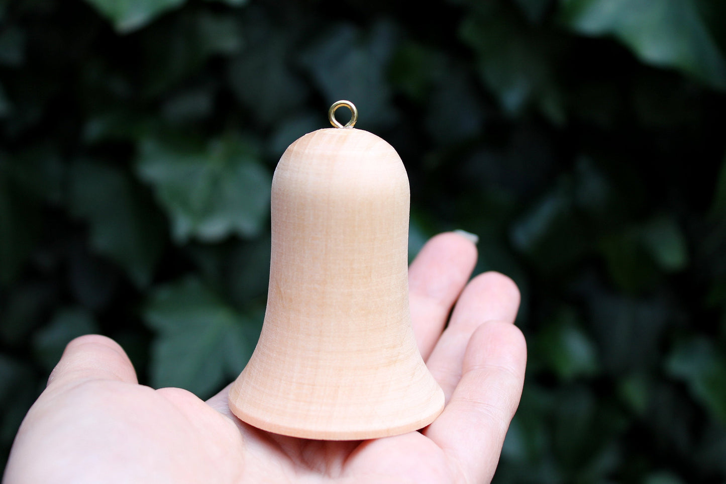 Wooden Bell 65 mm - unfinished wooden bell - with bead tongue - Christmas bell - wooden eco friendly toy