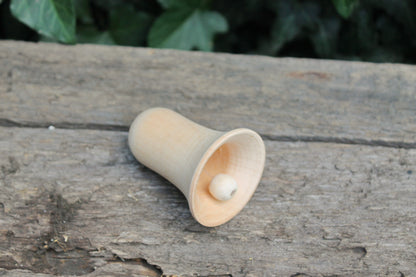 Wooden Bell 65 mm - unfinished wooden bell - with bead tongue - Christmas bell - wooden eco friendly toy