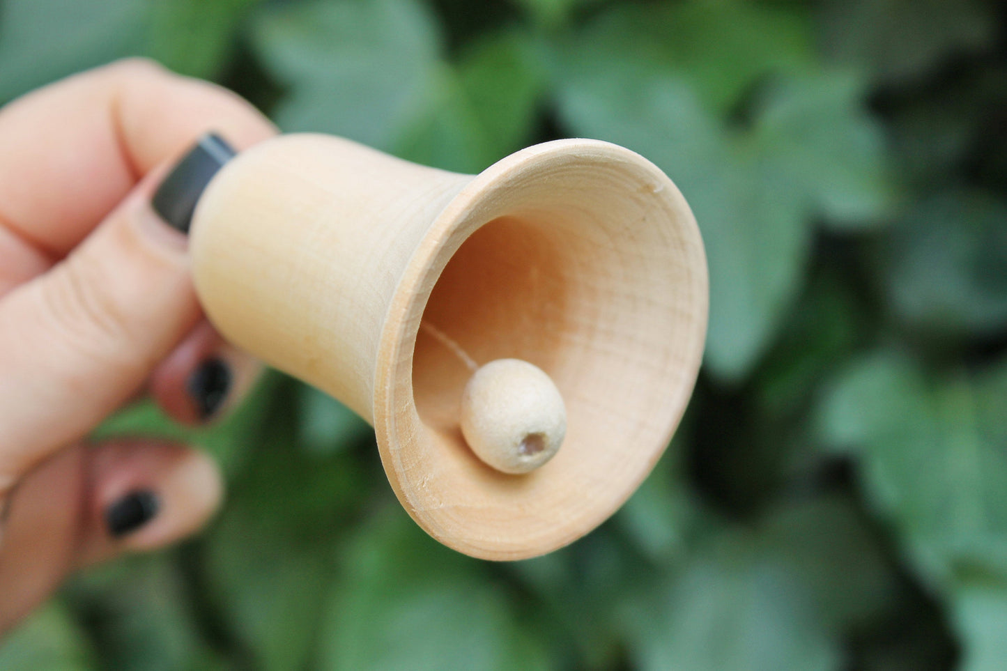 Wooden Bell 65 mm - unfinished wooden bell - with bead tongue - Christmas bell - wooden eco friendly toy