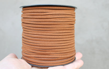 Brown Suede cord - high quality soft faux cord 2 m - 2,18  yards or 6,5 feet