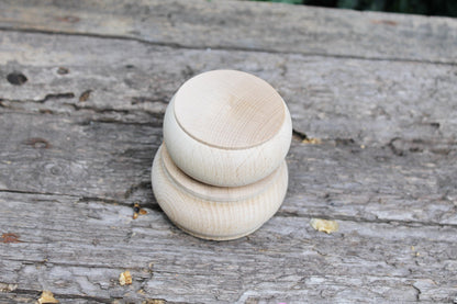 85 mm round unfinished wooden box - 3.3 inches - natural, eco friendly - made of beech wood