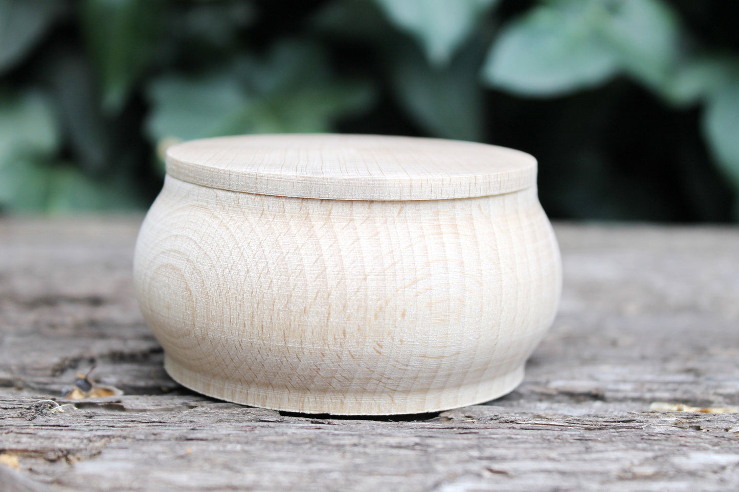 85 mm round unfinished wooden box - 3.3 inches - natural, eco friendly - made of beech wood