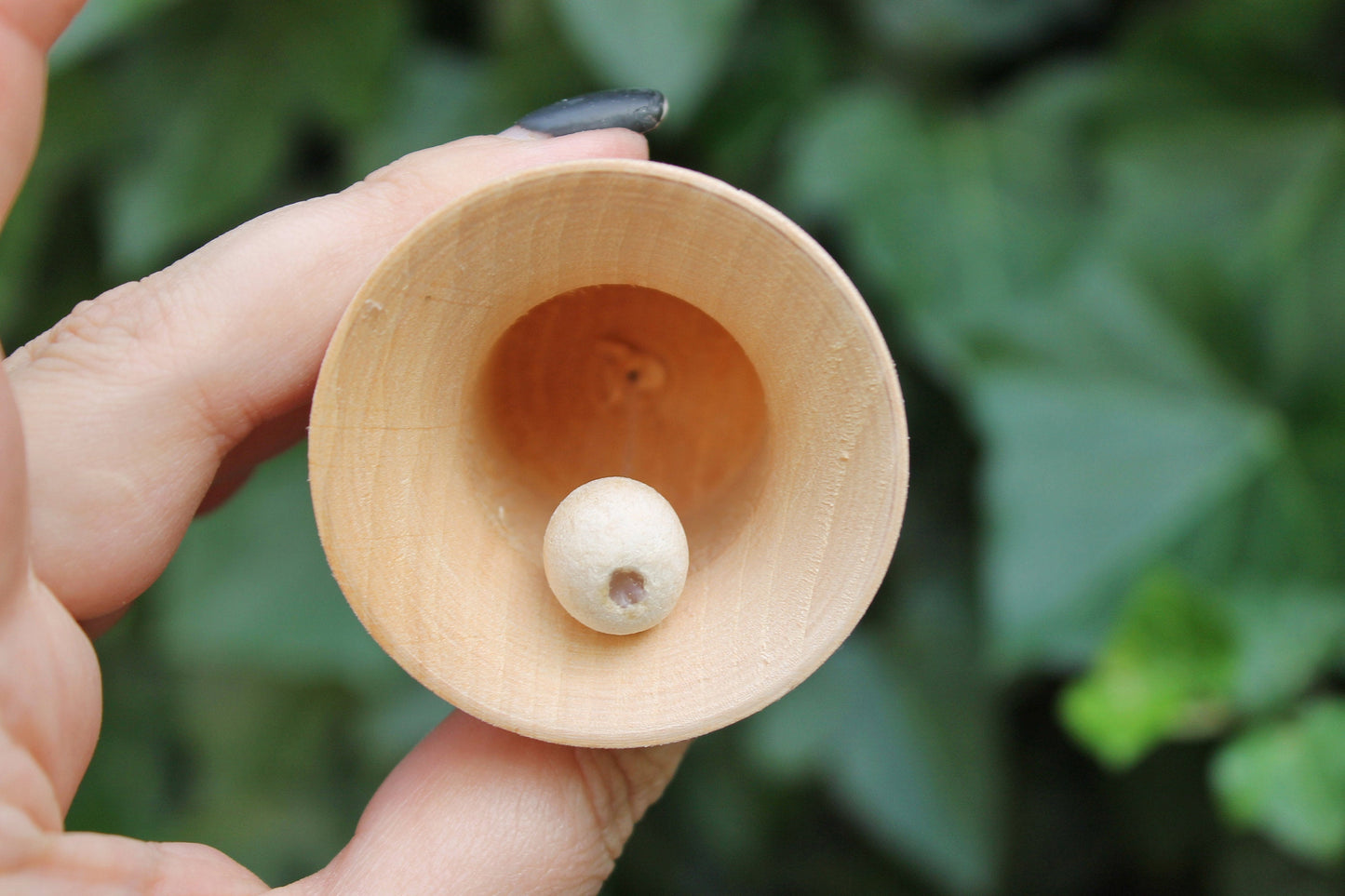 Wooden Bell 65 mm - unfinished wooden bell - with bead tongue - Christmas bell - wooden eco friendly toy