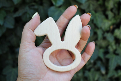 Rabbit-head-teether, natural, eco-friendly - Natural Wooden Toy - Teether - Handmade wooden teether