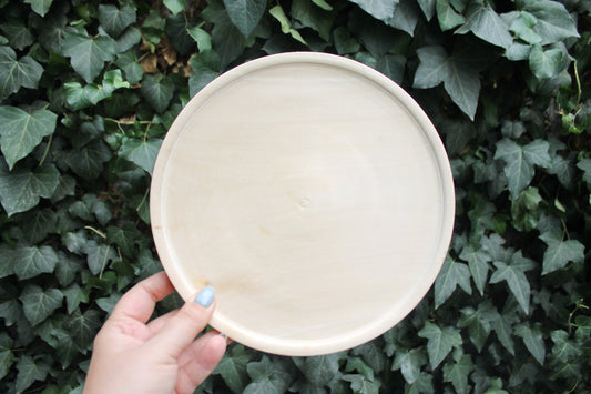 Wooden plate 22-23 cm 9 inch - made of linden wood - unfinished natural eco friendly - handmade wooden plate