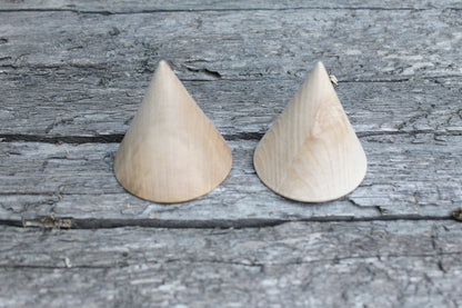 Big Wooden cones 80x75 mm - 3 inches - eco friendly - CONES - without holes - beech wood