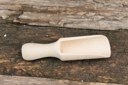 Handmade small wooden scoop for spices - 3.2 inches - natural eco friendly - made of beech wood