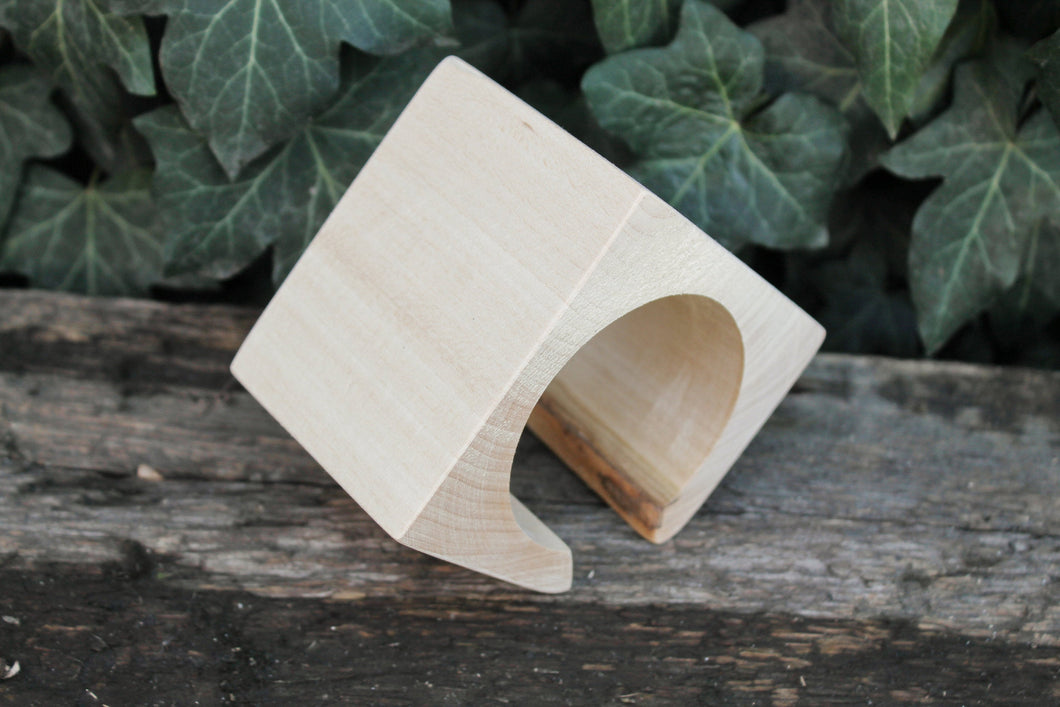 70 mm BIG Wooden square bangle unfinished with one cut corner- natural eco friendly - Linden wood