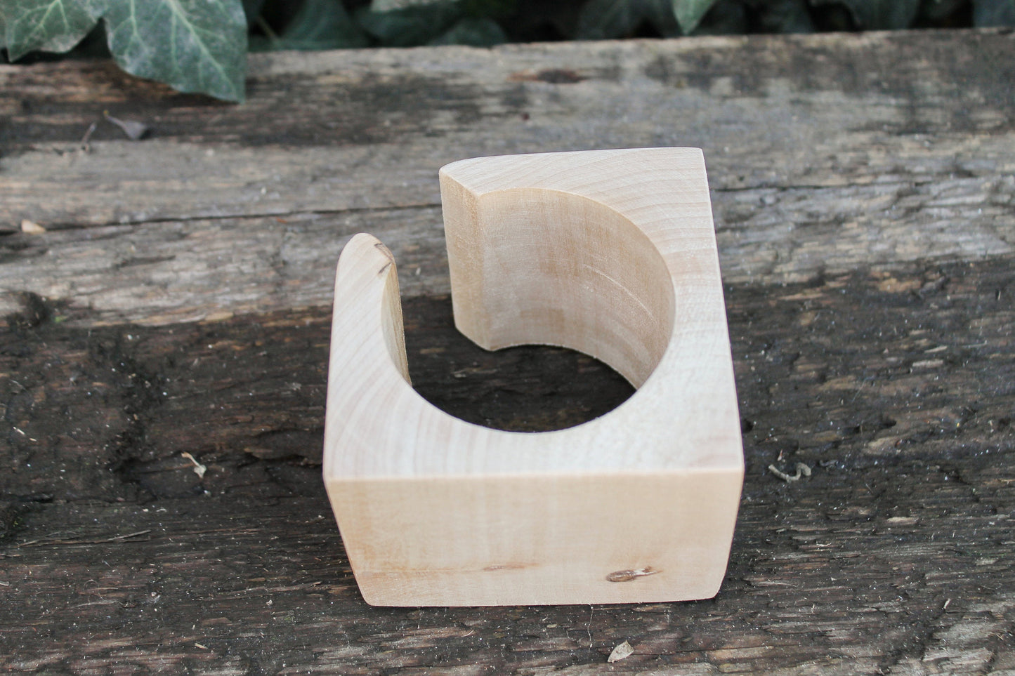 70 mm BIG Wooden square bangle unfinished with one cut corner- natural eco friendly - Linden wood