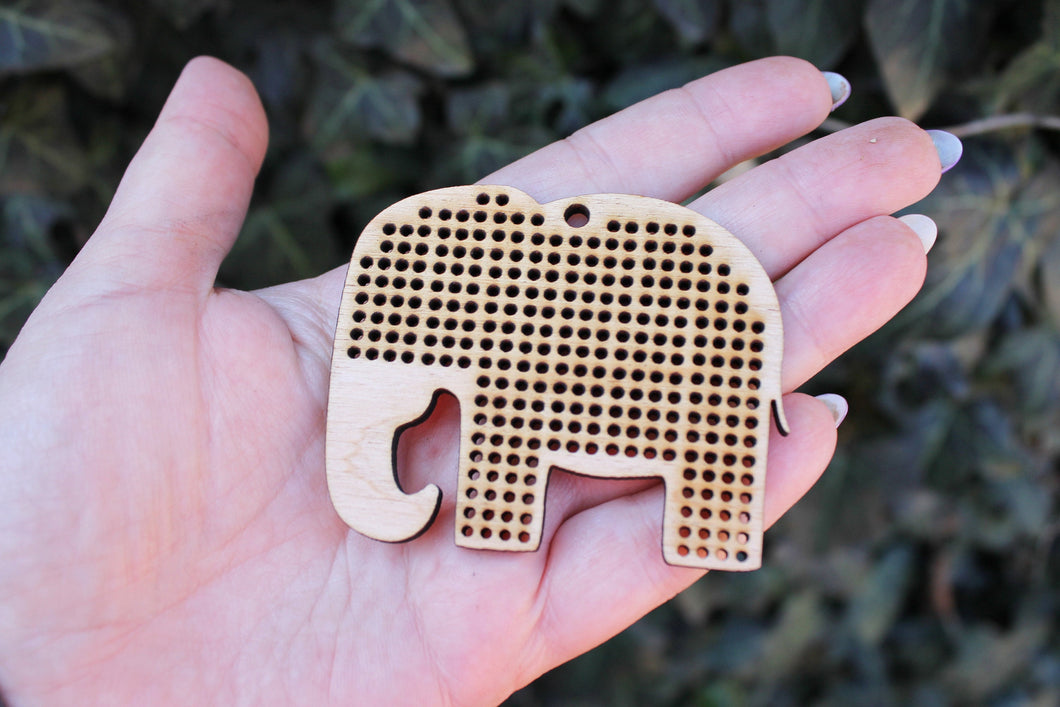 SET OF 3 - Elephant Cross stitch pendant blank - blanks Wood Needlecraft Pendant - wooden cross stitch blank ELEPHANT