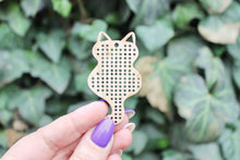 Load image into Gallery viewer, SET OF 5 - Cross stitch pendant blank Cat with tail - 2.4 inches - cat blanks Wood Needlecraft Pendant, Necklace or Earrings - K2
