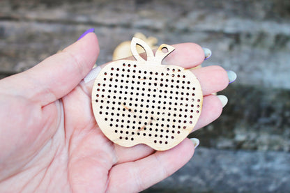 Apple Cross stitch pendant blank - blanks Wood Needlecraft Pendant - wooden cross stitch blank APPLE