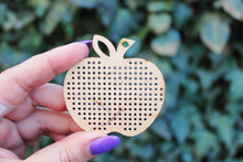 Load image into Gallery viewer, Apple Cross stitch pendant blank - blanks Wood Needlecraft Pendant - wooden cross stitch blank APPLE
