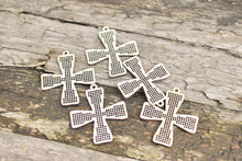 Load image into Gallery viewer, SET OF 5 - CROSS - Cross stitch pendant blank - blanks Wood Needlecraft Pendant, Necklace or Earrings - wooden cross stitch blank
