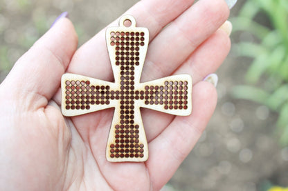 SET OF 5 - CROSS - Cross stitch pendant blank - blanks Wood Needlecraft Pendant, Necklace or Earrings - wooden cross stitch blank