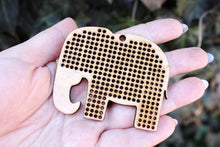 Load image into Gallery viewer, SET OF 3 - Elephant Cross stitch pendant blank - blanks Wood Needlecraft Pendant - wooden cross stitch blank ELEPHANT
