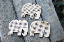 Load image into Gallery viewer, SET OF 3 - Elephant Cross stitch pendant blank - blanks Wood Needlecraft Pendant - wooden cross stitch blank ELEPHANT
