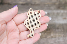 Load image into Gallery viewer, SET OF 5 - Cross stitch pendant blank Cat with tail - 2.4 inches - cat blanks Wood Needlecraft Pendant, Necklace or Earrings - K2
