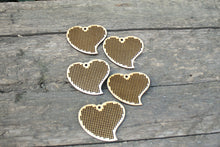 Load image into Gallery viewer, SET OF 5 - Heart Cross stitch pendant blank - blanks Wood Needlecraft Pendant, Necklace or Earrings - wooden cross stitch blank
