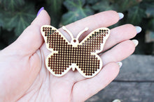 Load image into Gallery viewer, SET OF 5 - Butterfly Cross stitch pendant blank - blanks Wood Needlecraft Pendant - wooden cross stitch blank
