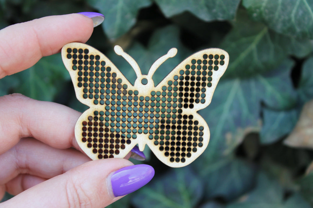 SET OF 5 - Butterfly Cross stitch pendant blank - blanks Wood Needlecraft Pendant - wooden cross stitch blank