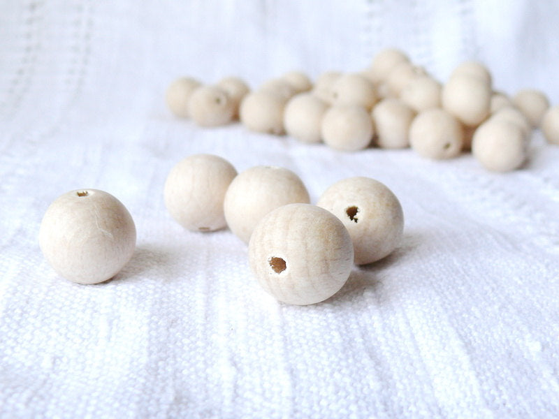 20 mm Wooden beads 50 pcs - natural eco friendly
