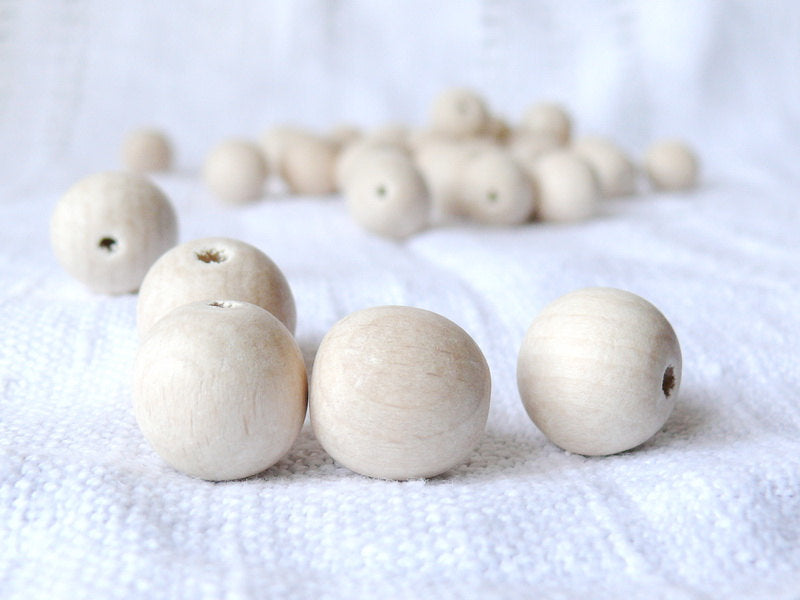 18 mm Natural wooden beads 50 pcs - eco friendly