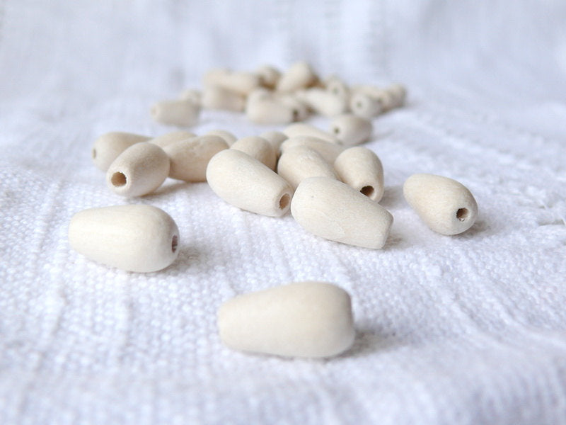 16 mm natural wooden drop beads 25 pcs - eco friendly