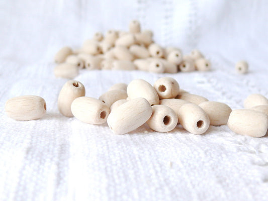 8x15 mm Unfinished wooden oval beads 50 pcs - eco friendly