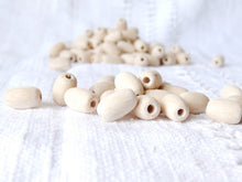 Load image into Gallery viewer, 8x15 mm Unfinished wooden oval beads 50 pcs - eco friendly
