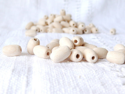 8x15 mm Unfinished wooden oval beads 10 pcs - eco friendly