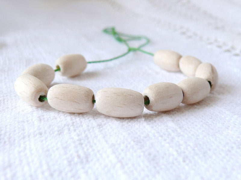 8x15 mm Unfinished wooden oval beads 10 pcs - eco friendly