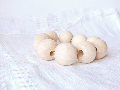 30 mm Wooden beads 10 pcs - big hole 10 mm - natural eco friendly r30mmbh