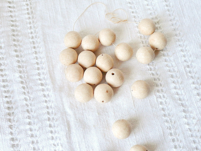 27 mm Wooden beads 50 pcs - natural eco friendly