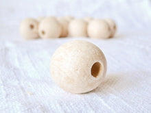 Load image into Gallery viewer, 30 mm Wooden beads 25 pcs - big hole 10 mm - natural eco friendly r30mmbh
