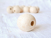 Load image into Gallery viewer, 30 mm Wooden beads 10 pcs - big hole 10 mm - natural eco friendly r30mmbh
