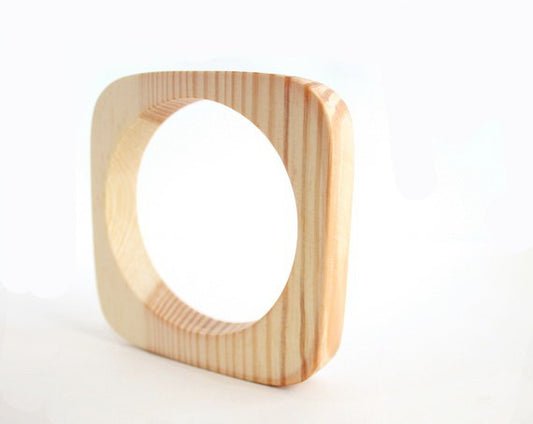 15 mm Wooden bracelet - unfinished square bangle - natural eco friendly