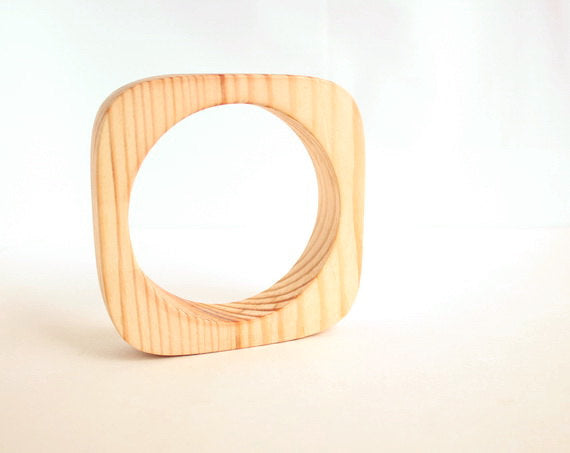 20 mm Wooden bracelet unfinished square - natural eco friendly