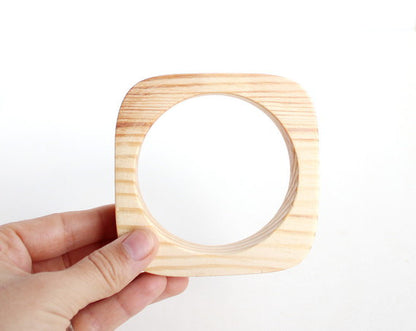 20 mm Wooden bracelet unfinished square - natural eco friendly