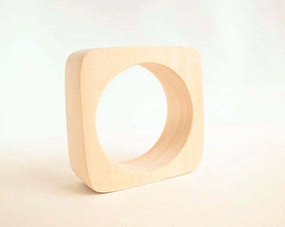 30 mm Wooden bangle unfinished square - natural eco friendly