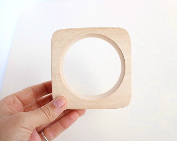 30 mm Wooden bangle unfinished square - natural eco friendly