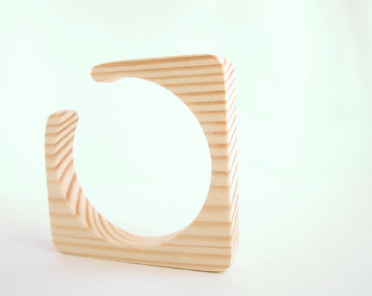 15 mm Wooden bracelet unfinished square with break - natural eco friendly