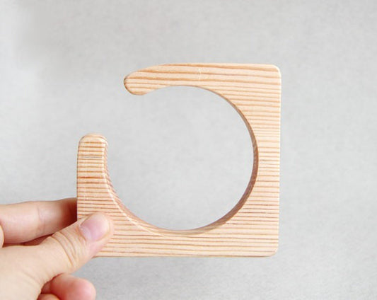 20 mm Wooden bracelet unfinished square with break - natural eco friendly